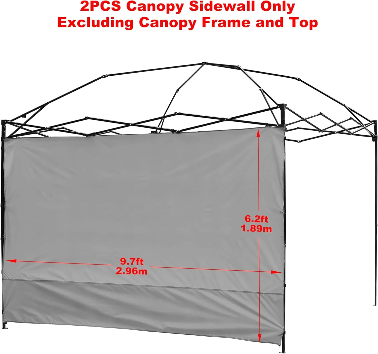 Canopy Sunwall, Instant SunWall 10ft x10ft, Sidewall for Pop Up Canopy Tent, 2 Pack Sidewalls Only, Grey
