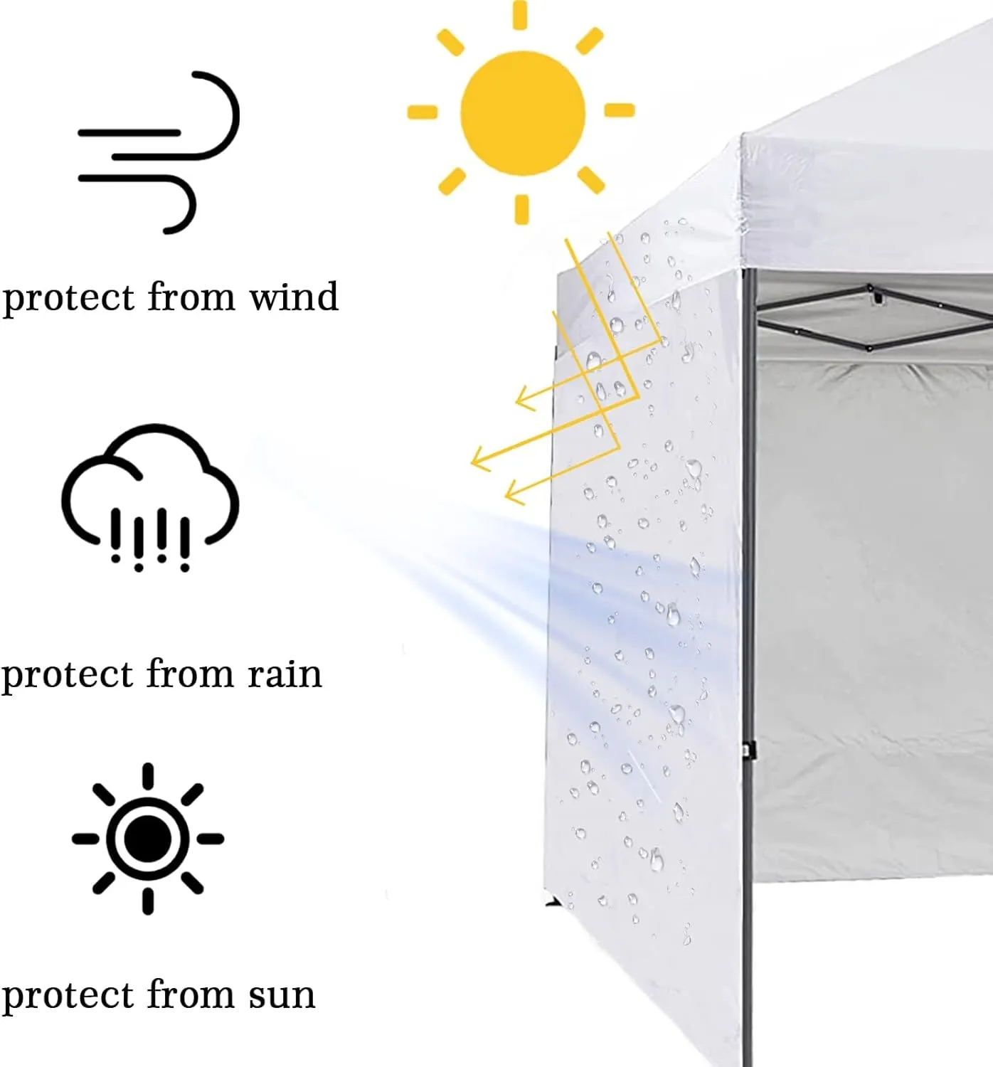 Canopy Sunwall, Instant SunWall 10ft x10ft, Sidewall for Pop Up Canopy Tent, 2 Pack Sidewalls Only, Grey