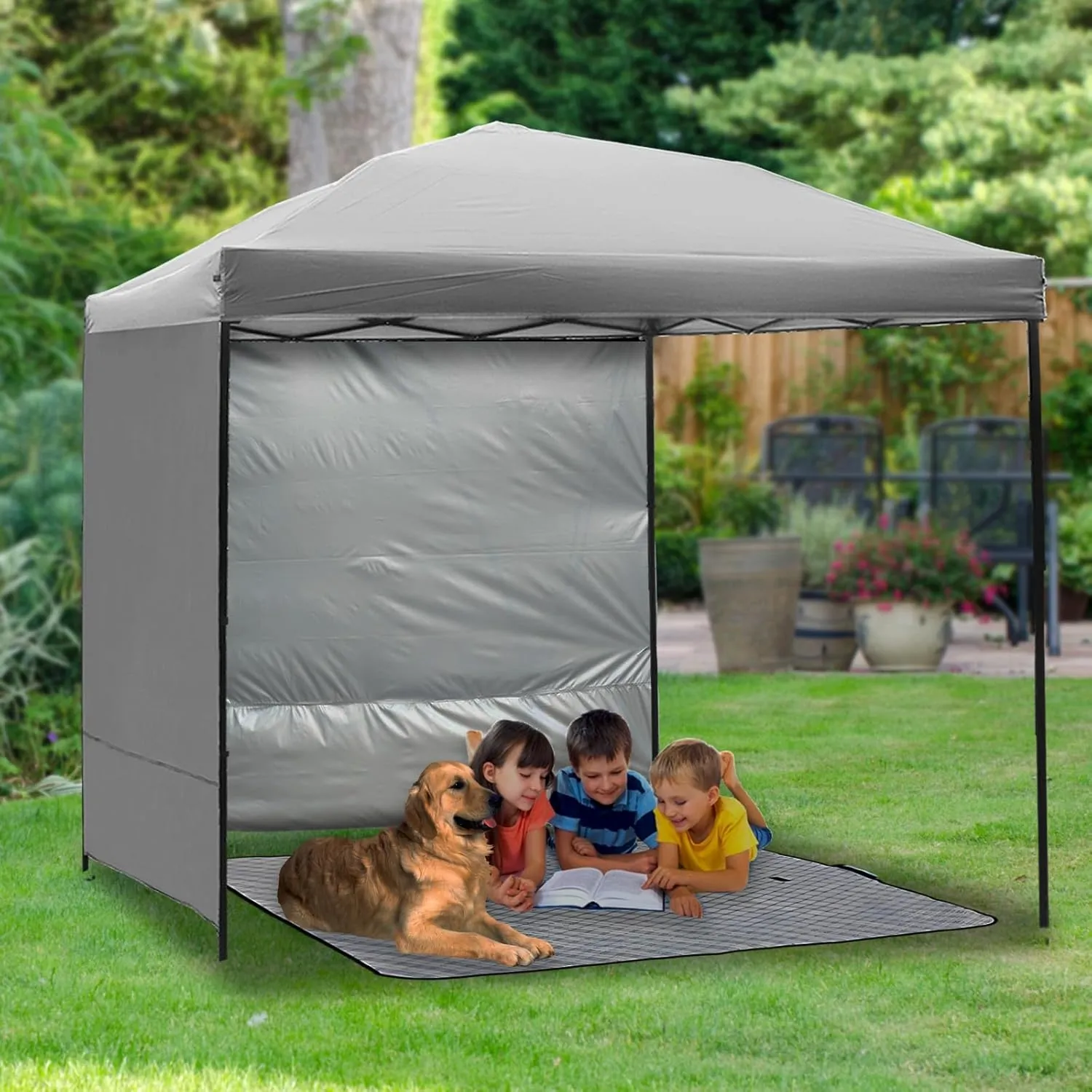 Canopy Sunwall, Instant SunWall 10ft x10ft, Sidewall for Pop Up Canopy Tent, 2 Pack Sidewalls Only, Grey