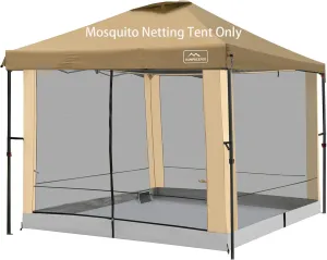 Canopy Universal Mosquito Netting Tent, Converts 10'x10' Canopy Gazebo into Camping Inner Tent, Screen House Camping Cube with Full PE Floors for Patio, Outdoor, Garden and Backyard.(Khaki)