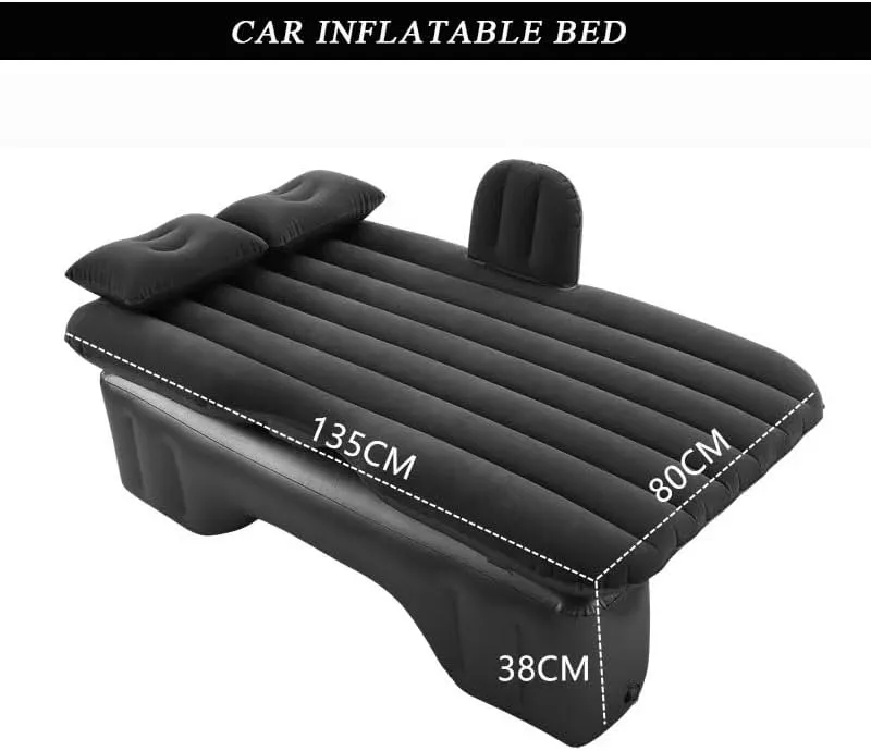 Car Air Mattress for Porsche Cayenne (1st Gen) 2003–2010, Inflatable Back Seat Sleeping Pad with Pump & 2 Pillows, Folding Portable Camping Bed for Travel& Road Trips,Black