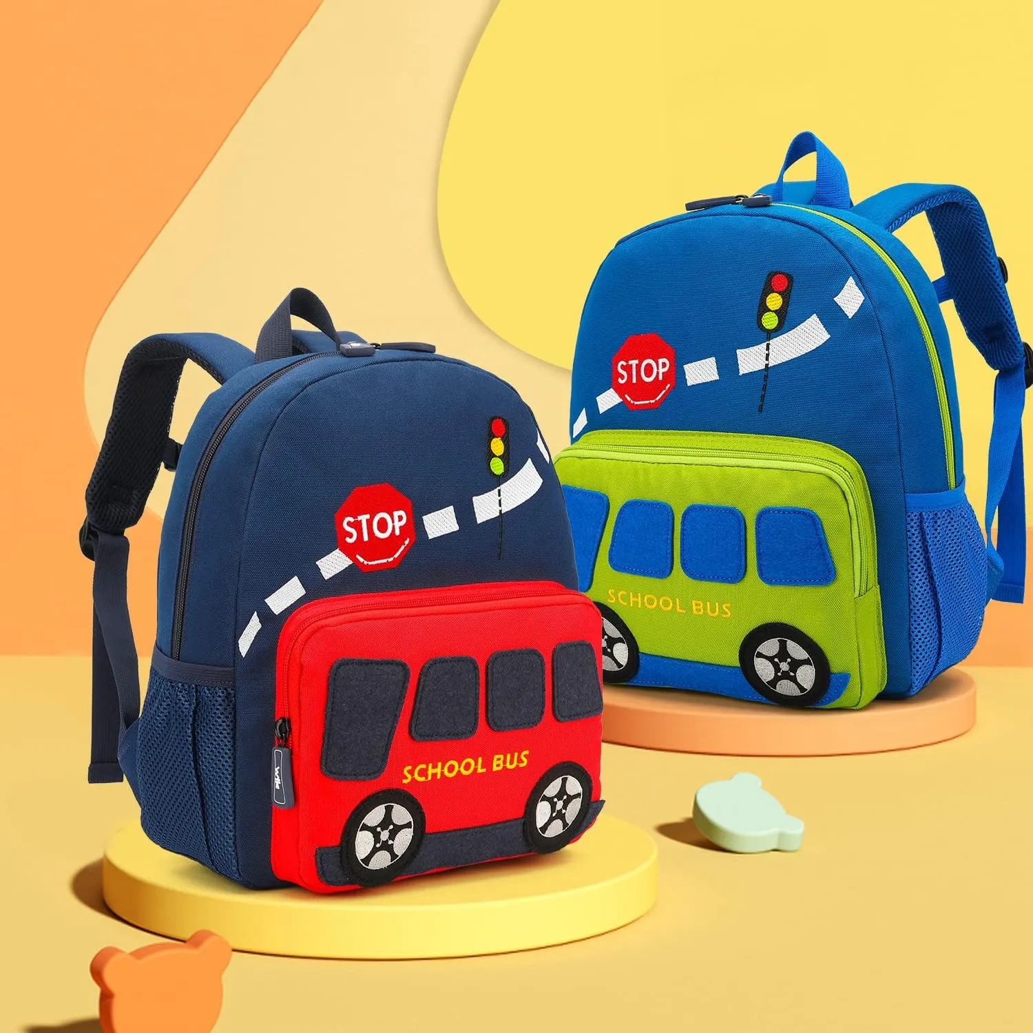 Car Dinosaur Kids Toddler Backpack for Boys and Girls Children Waterproof Preschool Bag(Green Scool Bus)