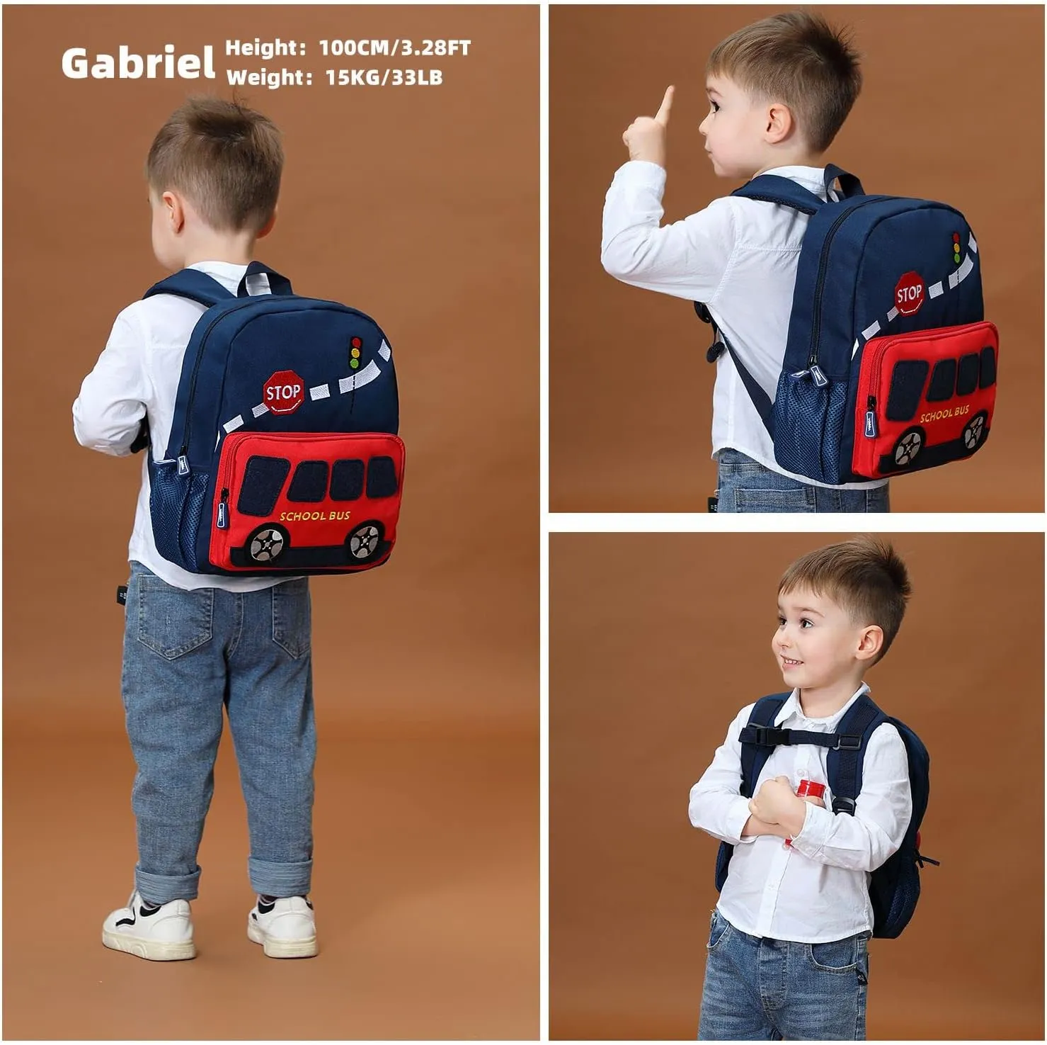 Car Dinosaur Kids Toddler Backpack for Boys and Girls Children Waterproof Preschool Bag(Green Scool Bus)