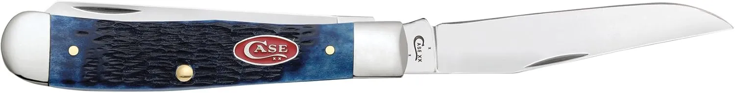 Case WR XX Pocket Knife Navy Blue Jigged Bone Trapper Item #7051 - (6254 SS) - Length Closed: 4 1/8 Inches