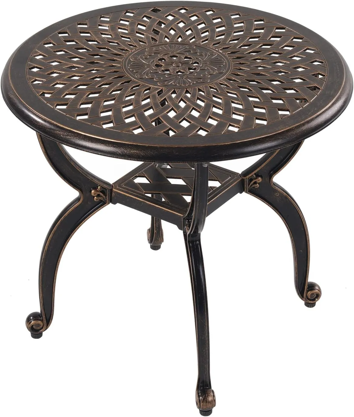 C/G Outdoor Side Tables,Cast Aluminum Patio End Tables,Anti-Rust Coffee Table for Garden Patio Lawn (Round-end Tables, Copper)