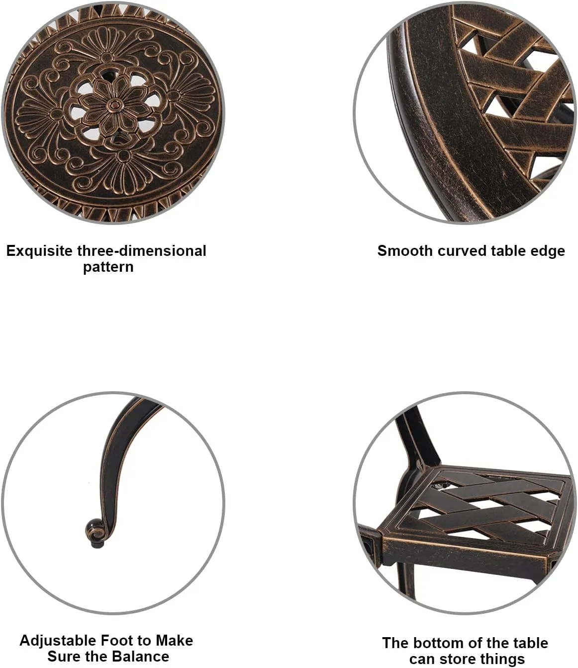 C/G Outdoor Side Tables,Cast Aluminum Patio End Tables,Anti-Rust Coffee Table for Garden Patio Lawn (Round-end Tables, Copper)