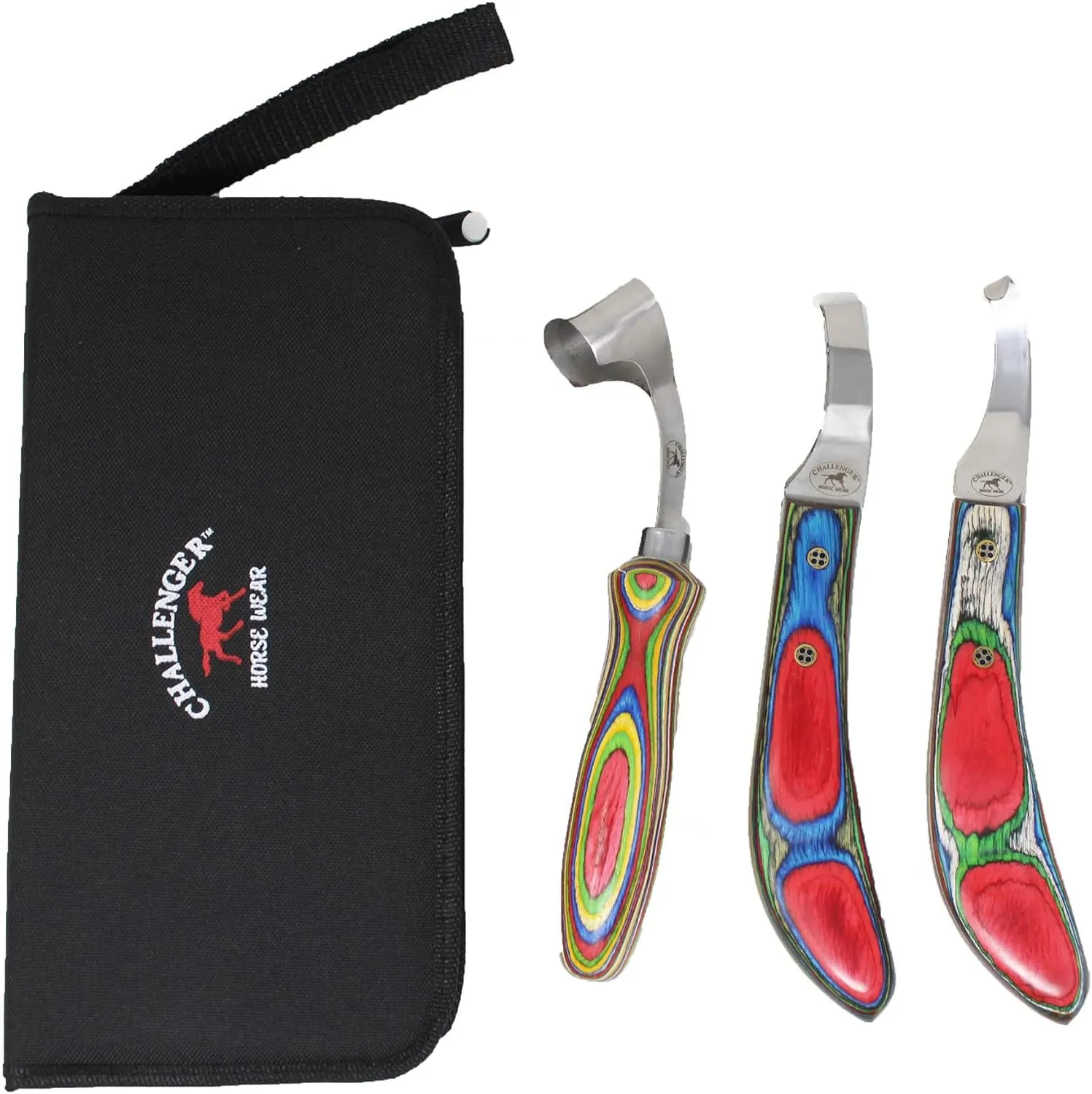 CHALLENGER Horse Farrier Tool 3-Piece Horse Equine Farrier Hoof Grooming Shoe Care Tool Kit w/Carry Bag 984142