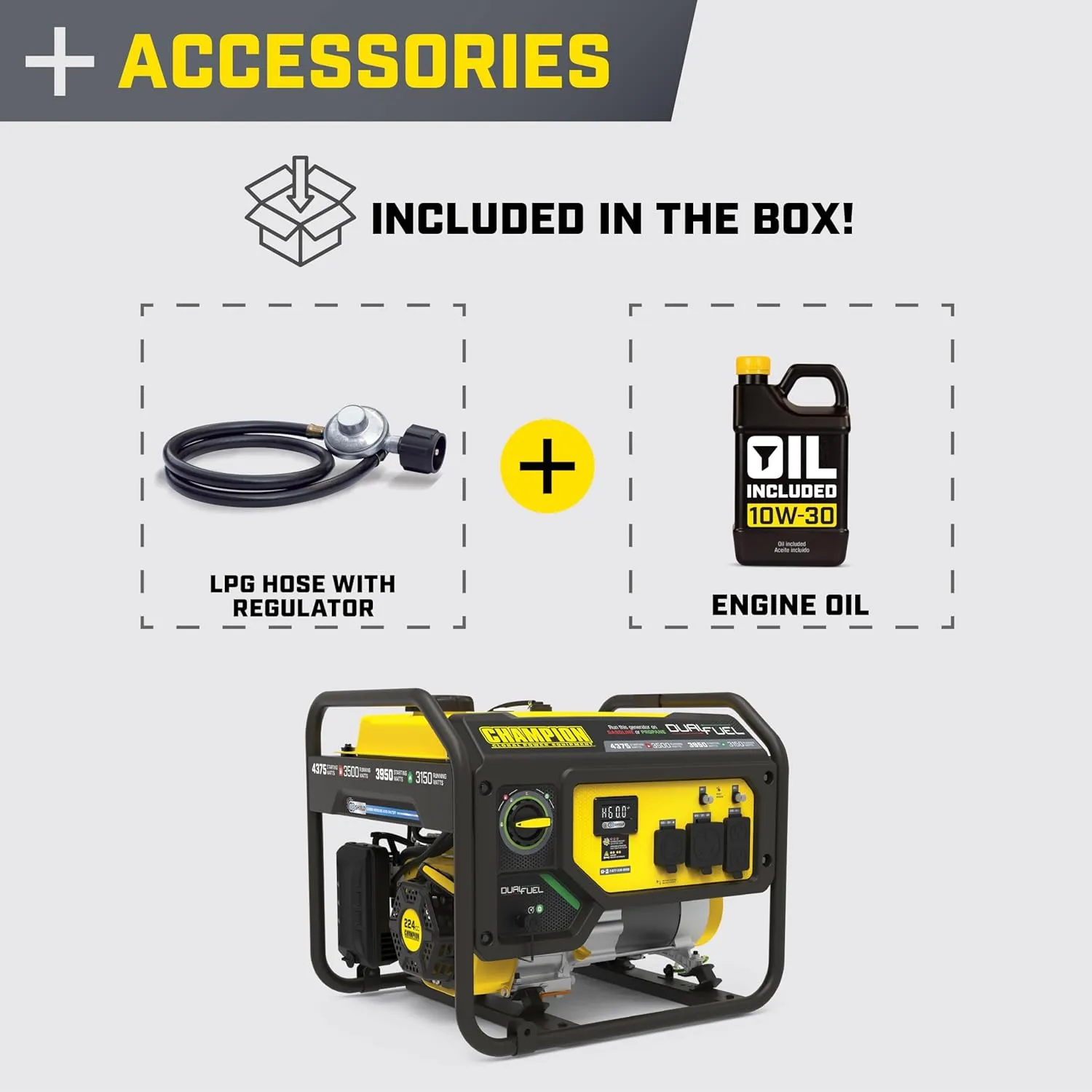 Champion Power Equipment 4375-Watt Dual Fuel RV Ready Portable Generator with CO Shield