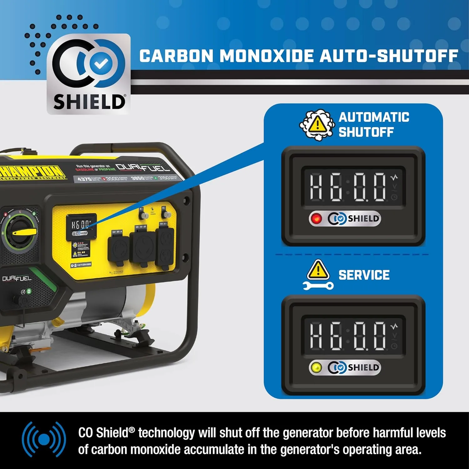 Champion Power Equipment 4375-Watt Dual Fuel RV Ready Portable Generator with CO Shield