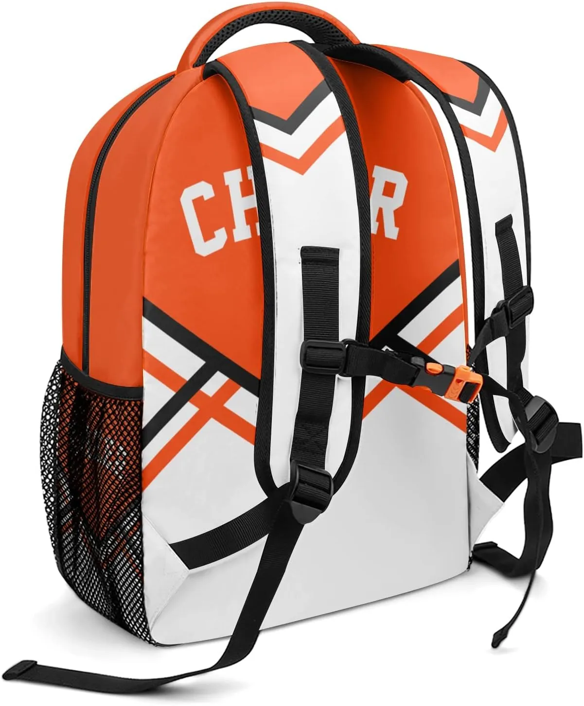 Cheerleaders White Orange Backpack Personalized Name Waterproof Travel Bag for Boys Girls Gift