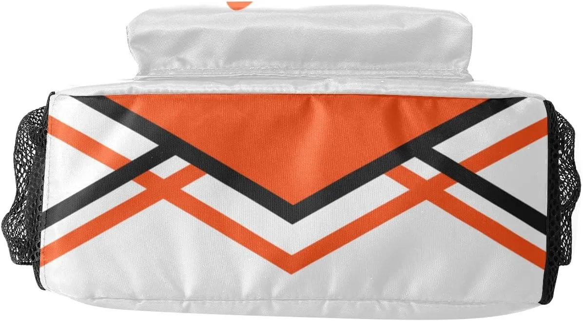 Cheerleaders White Orange Backpack Personalized Name Waterproof Travel Bag for Boys Girls Gift