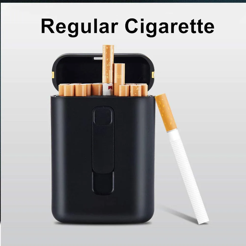 Cigarette Case with Lighter Cigarettes Box King Size Portable Pack 20pcs Regular Size Cigarettes USB Lighters 2 in 1 Rechargeable Flameless Windproof Electric Lighter(Red)