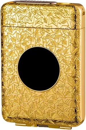 Cigarette Case/Box with USB Tungsten Coil Lighter 2 in 1 Windproof Flameless Lighter Automatic Ejection Holder for 16pcs 85mm Cigarettes Ideal Gift for Women Men Friends (Gold)