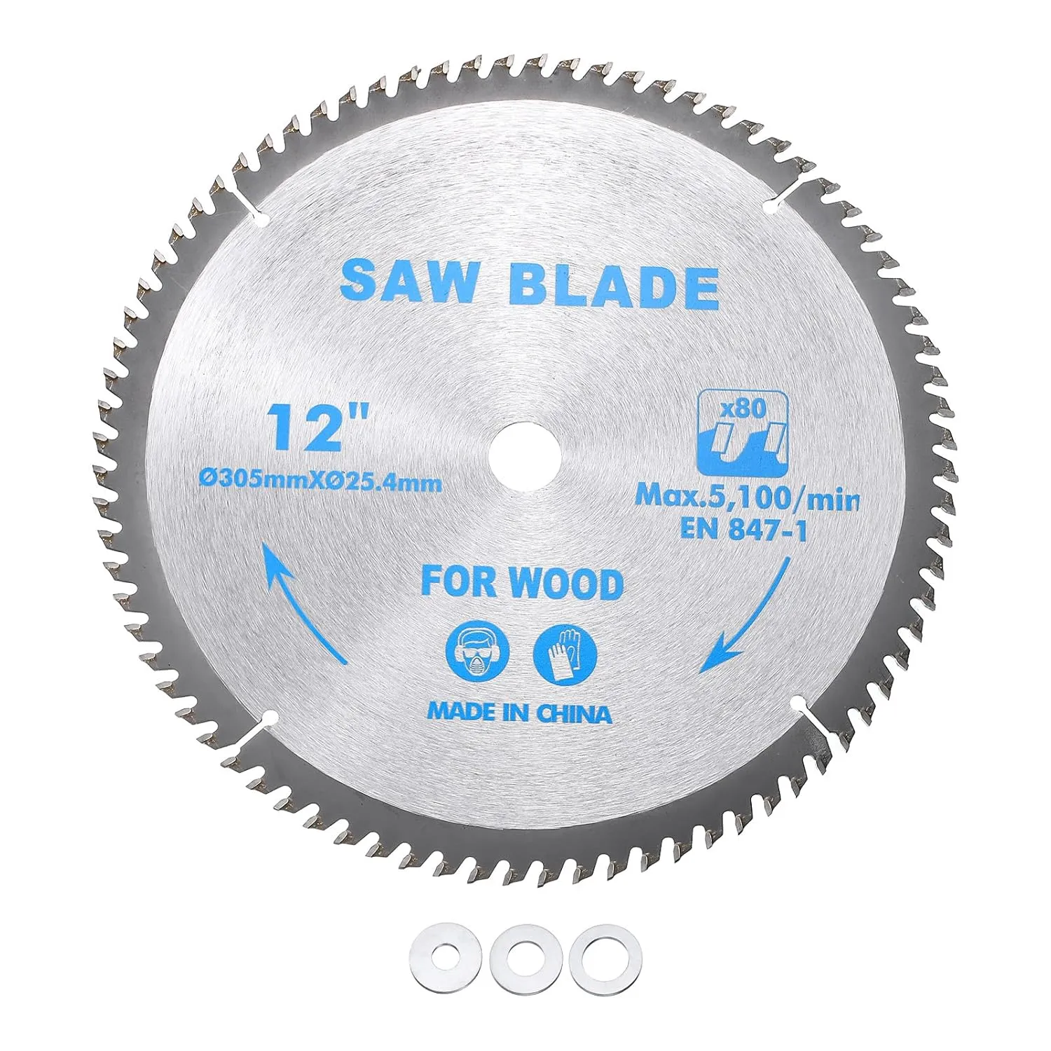 Circular Saw Blade - [12 Inch x 80 Teeth x 1 Inch Arbor] Tungsten Carbide Tipped Table Miter Saw Blades with 1 Inch to 5/8 Inch 1/2 Inch 3/8 Inch Washer Adapters | Orange