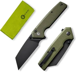 CIVIVI Amirite Pocket Knife, Folding Knife with 3.48" Nitro-V Modified Wharncliffe Blade G-10 Handle, Button Lock Knife For Men Gift C23028-3