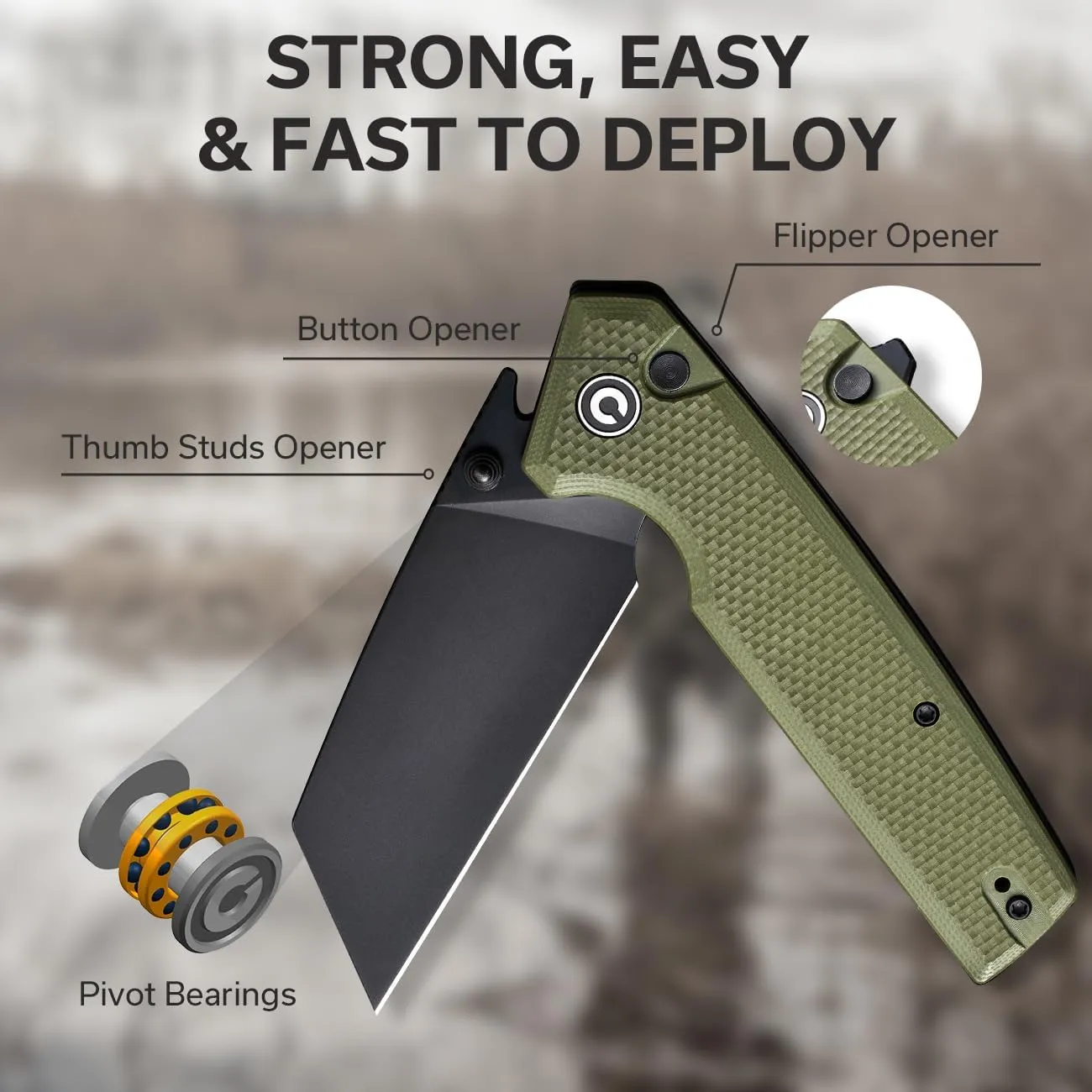 CIVIVI Amirite Pocket Knife, Folding Knife with 3.48" Nitro-V Modified Wharncliffe Blade G-10 Handle, Button Lock Knife For Men Gift C23028-3