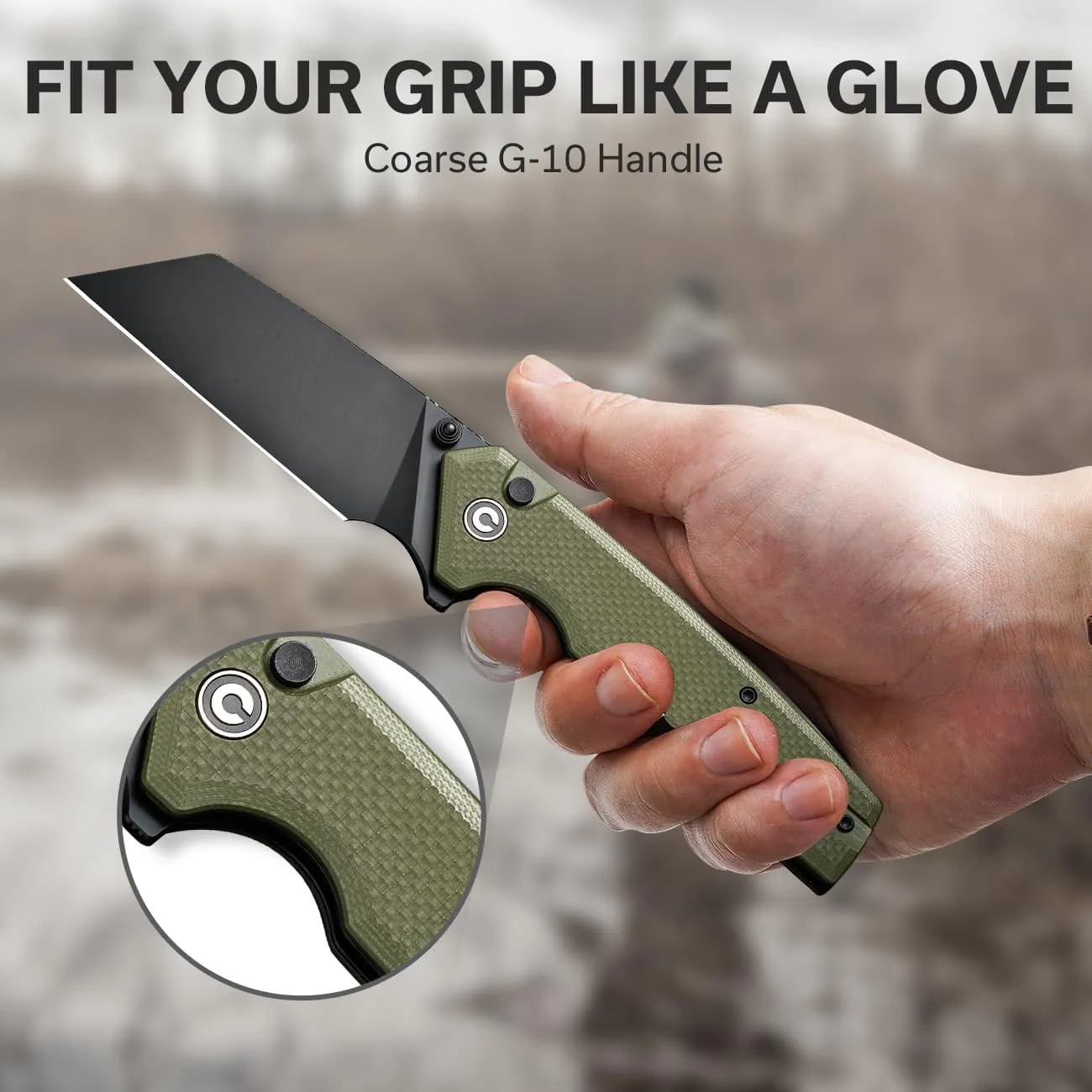 CIVIVI Amirite Pocket Knife, Folding Knife with 3.48" Nitro-V Modified Wharncliffe Blade G-10 Handle, Button Lock Knife For Men Gift C23028-3