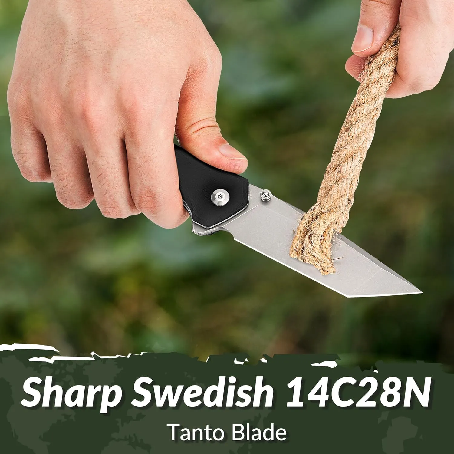 CIVIVI Brazen Folding Knife, Button Lock Pocket Knife with 3.46'' Swedish 14C28N Tanto Blade, Ultra-Grip G10 Handle, Low Profile Clip for EDC C19059C-1 (Black)