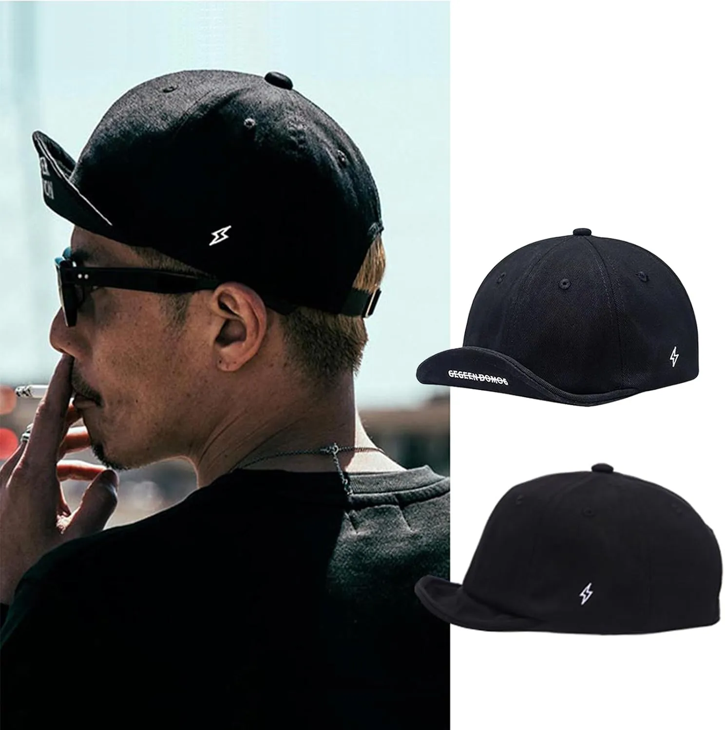 Clakllie Short Brim Baseball Fitted Cap Fashion 5 Panel Camp Caps Low Profile Dad Hat Snapback Hip Hop Cap Trucker Hats