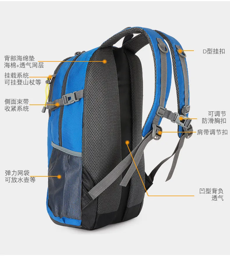 Classic 40L Outdoor Backpack – High-Quality Waterproof Travel Bag for Men & Women, Casual Patchwork Sport Backpack
