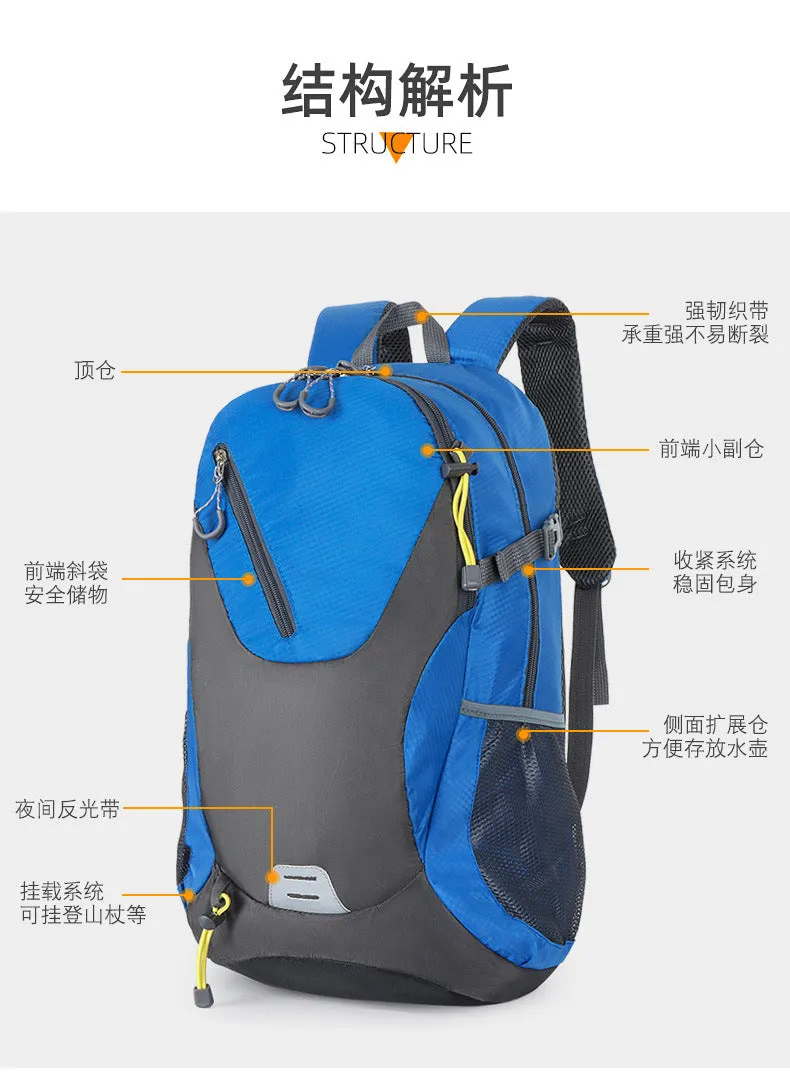 Classic 40L Outdoor Backpack – High-Quality Waterproof Travel Bag for Men & Women, Casual Patchwork Sport Backpack