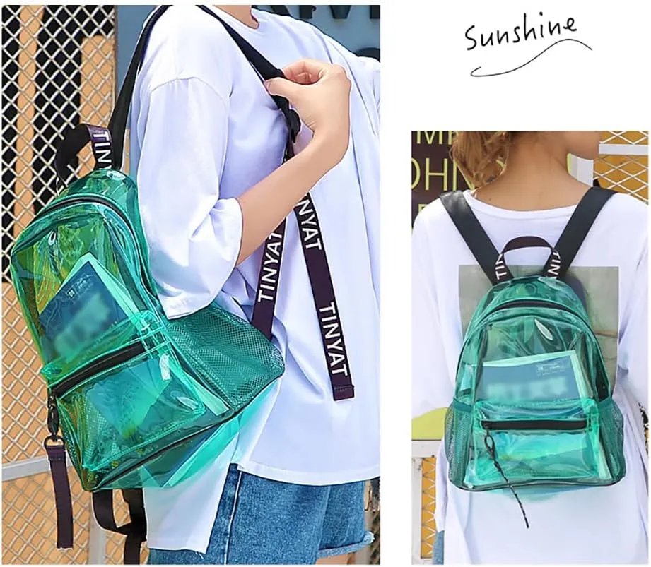 Clear Backpack, Heavy Duty Bag Transparent Backpack for Travel, Stadium, Work, Security, Sports (Gmerald Green)