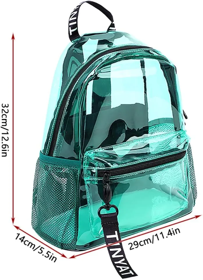 Clear Backpack, Heavy Duty Bag Transparent Backpack for Travel, Stadium, Work, Security, Sports (Gmerald Green)
