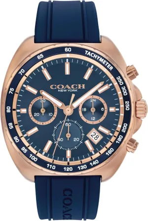 Coach Charter Men's Quartz Chronograph Watch, Silicone Strap, Water-Resistant up to 3ATM – Sporty and Stylish - Gift for Him, 44.5mm