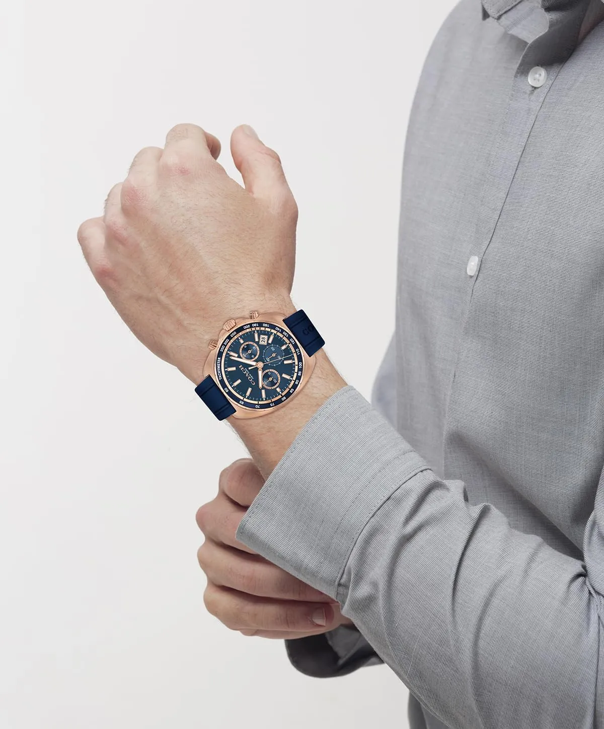 Coach Charter Men's Quartz Chronograph Watch, Silicone Strap, Water-Resistant up to 3ATM – Sporty and Stylish - Gift for Him, 44.5mm