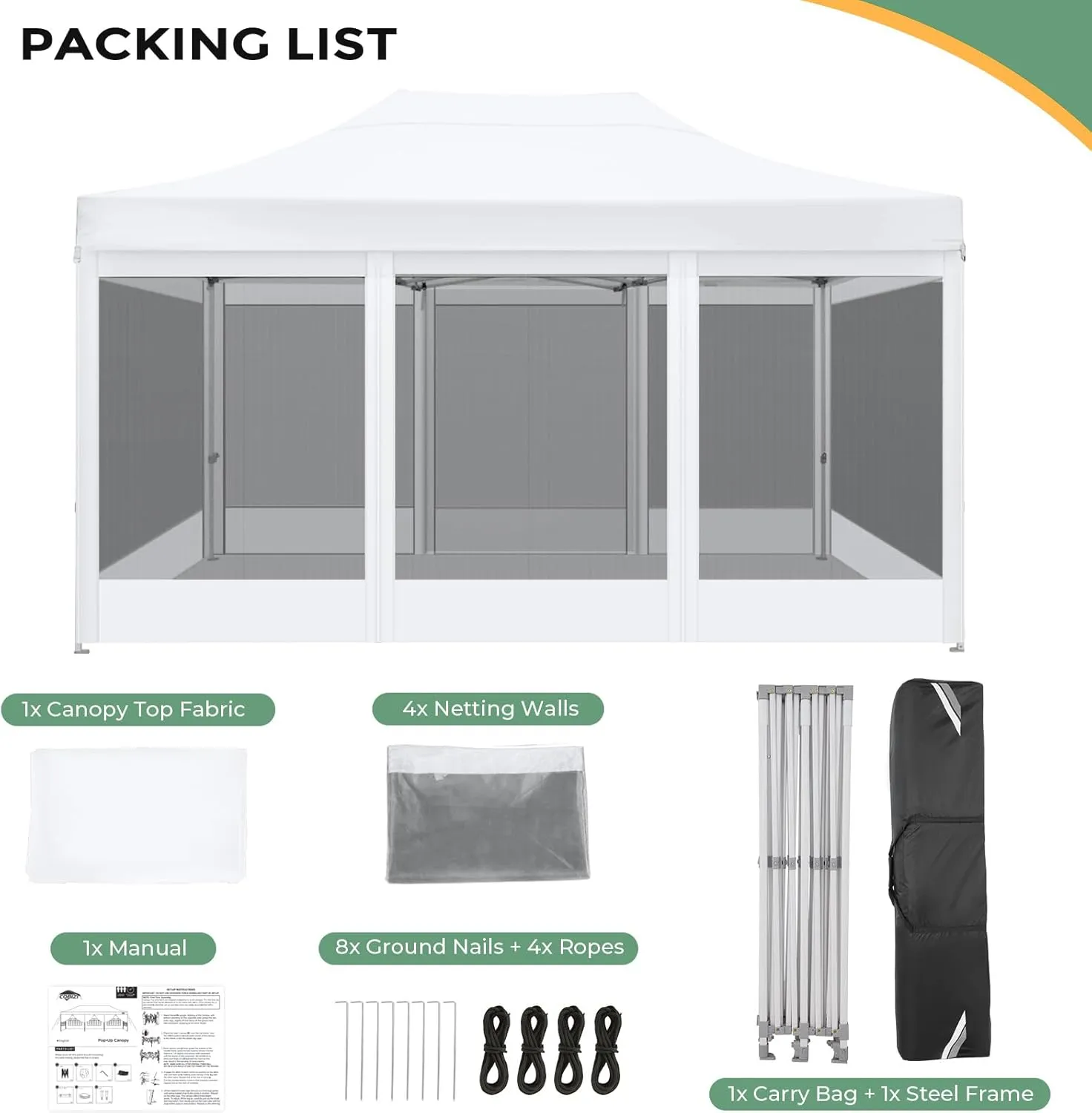 COBIZI 10x15 Heavy Duty Pop Up Canopy with 4 Sidewalls, Commercial Gazebo Party Tent with Mosquito Netting Wall Easy Set Up Outdoor Instant Screen Tent for Backyard, Patio, Garden, White