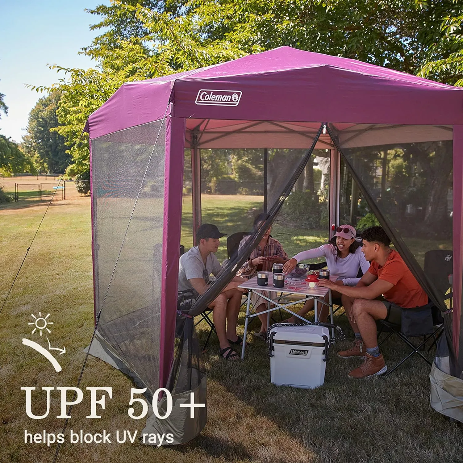 Coleman Back Home Screened Canopy Tent with Instant Setup, Outdoor Gazebo for Bug-Free Lounging, Fits Over Picnic Tables, Ideal for Parties, Events, Tailgates, Dining, & More