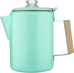 COLETTI Bozeman Camping Coffee Pot — Camping Coffee Makers, Coffee Percolator – America's Sleekest Percolator – NO Aluminum or Plastic (Seafoam)