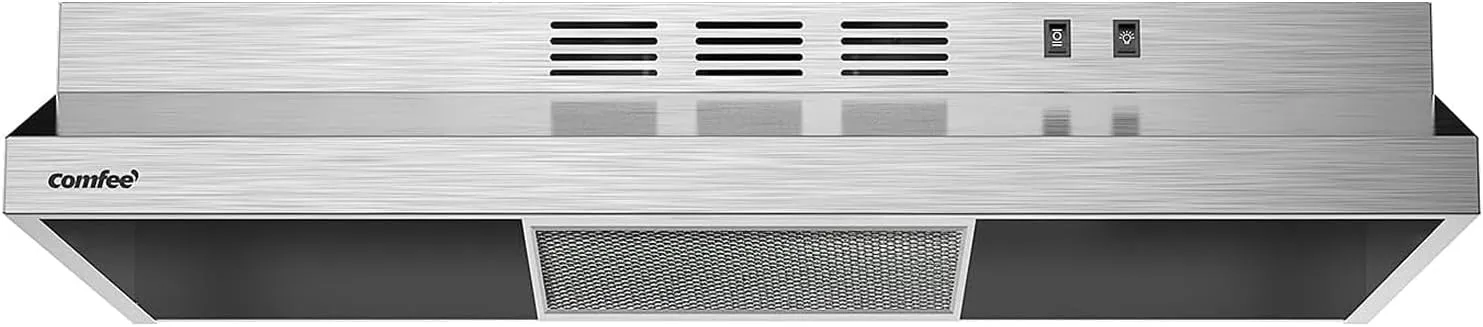 Comfee' CVU30W2AST 30 Inch Ducted Ductless Vent Durable Stainless Steel Kitchen Reusable Filter, 200 CFM, 2 Speed Exhaust Fan Under Cabinet Range Hood