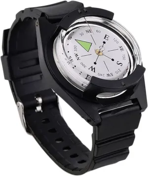 Compass Hiking, Tactical Wrist Compass Outdoor Camping Tool Tourism Equipment Fishing Accessories Black Band Compass