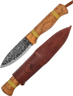 Condor Tool & Knife Cavelore Fixed Blade Knife with Leather Sheath - 1905 High Carbon Steel - Burnt American Hickory Handle - 4.3 inches Blade - 7.8 ounce