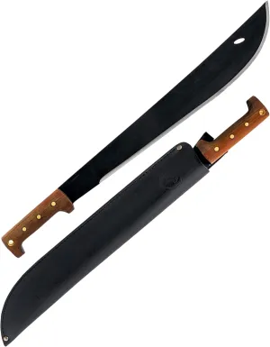 Condor Tool & Knife El Salvador Machete Wood Handle W/Leather Sheath - Heavy Duty Machete - 1075 High Carbon Steel - Walnut Handle - Hand Crafted Leather Sheath - 3mm Full Tang - 18in Blade - 32.5oz