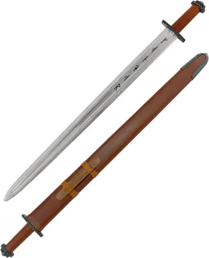 Condor Tool & Knife Ironside Viking Sword - 1075 High Carbon Steel - Hardwood with Leather Wrapped Handle - 5mm Full Tang Medieval Sword with Scabbard Sheath - 30.4in Blade - 61.4oz