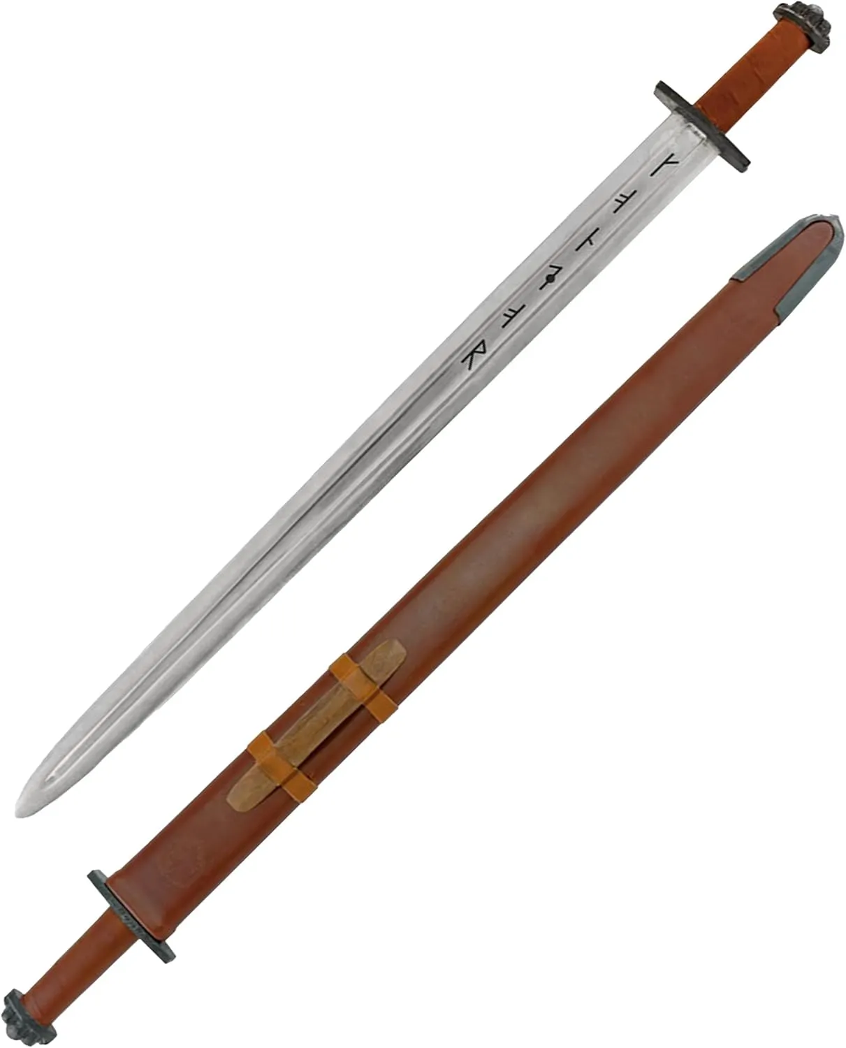 Condor Tool & Knife Ironside Viking Sword - 1075 High Carbon Steel - Hardwood with Leather Wrapped Handle - 5mm Full Tang Medieval Sword with Scabbard Sheath - 30.4in Blade - 61.4oz