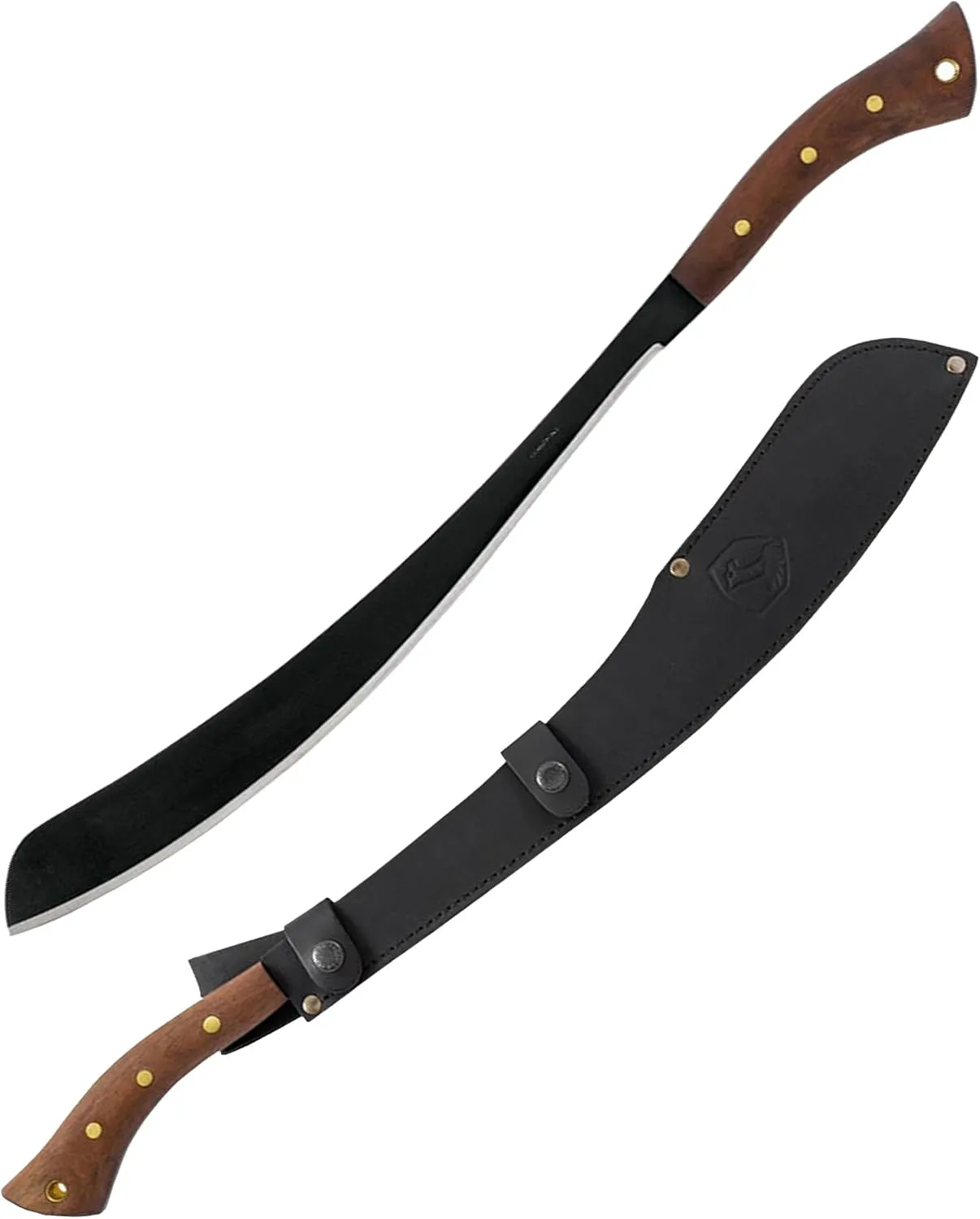 Condor Tool & Knife Parang Machete Knife with Leather Sheath - Heavy Duty Machete with Sheath - 1075 High Carbon Steel - Walnut Handle - 6mm Thick with Convex Edge - 33.9oz