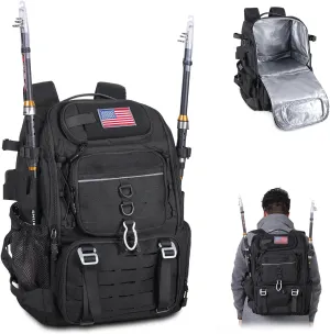 CONTAIL 37L Fishing Tackle Backpack with Cooler,Mens Military Tactical Pack,Molle Outdoor Rucksack