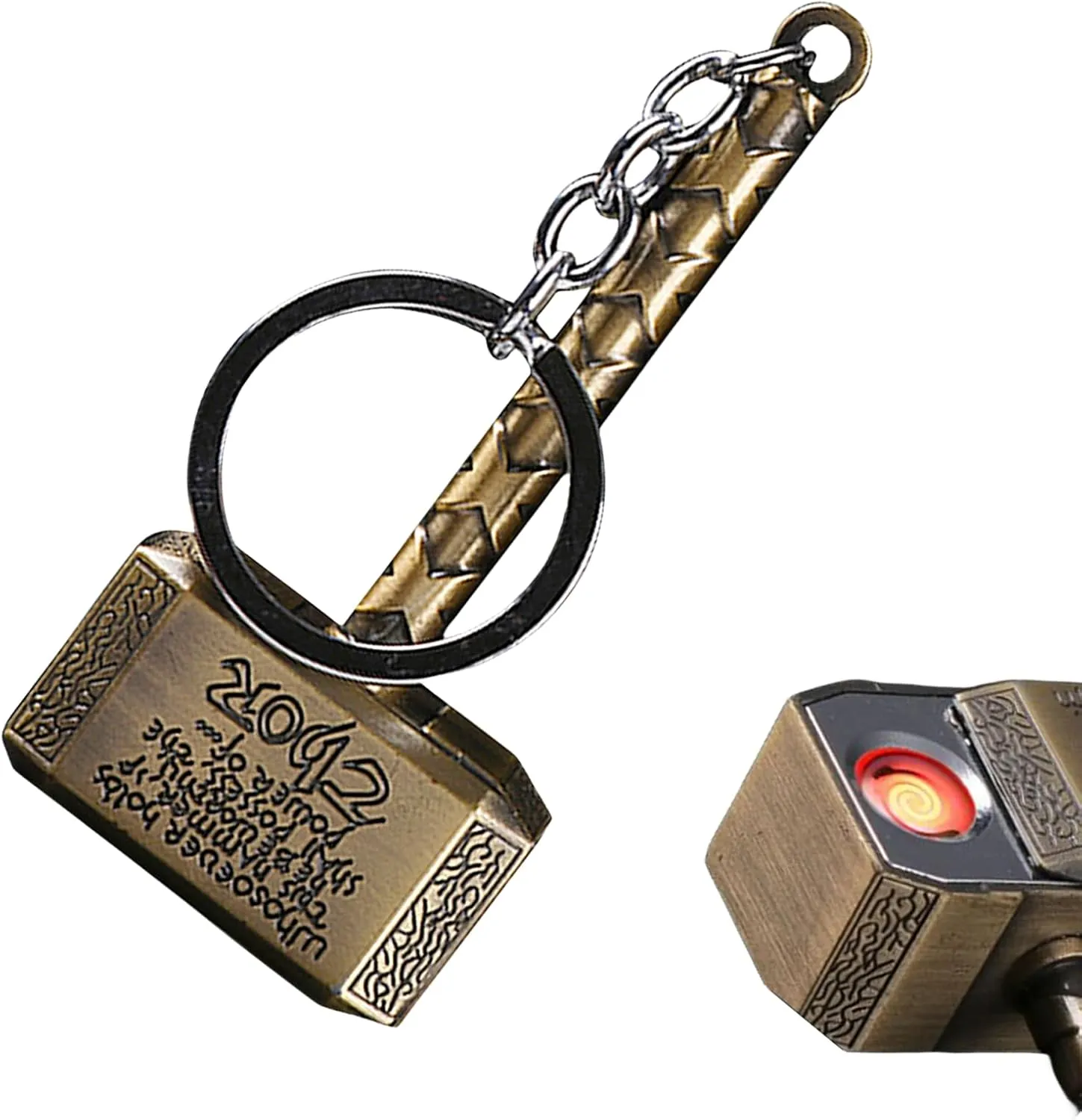 Cool Metal Vintage Lighter,Windproof Touch Side Slip Ignition,Rechargeable USB Electronic Lighter for Men & Women,Keychain Accessories (Bronze)
