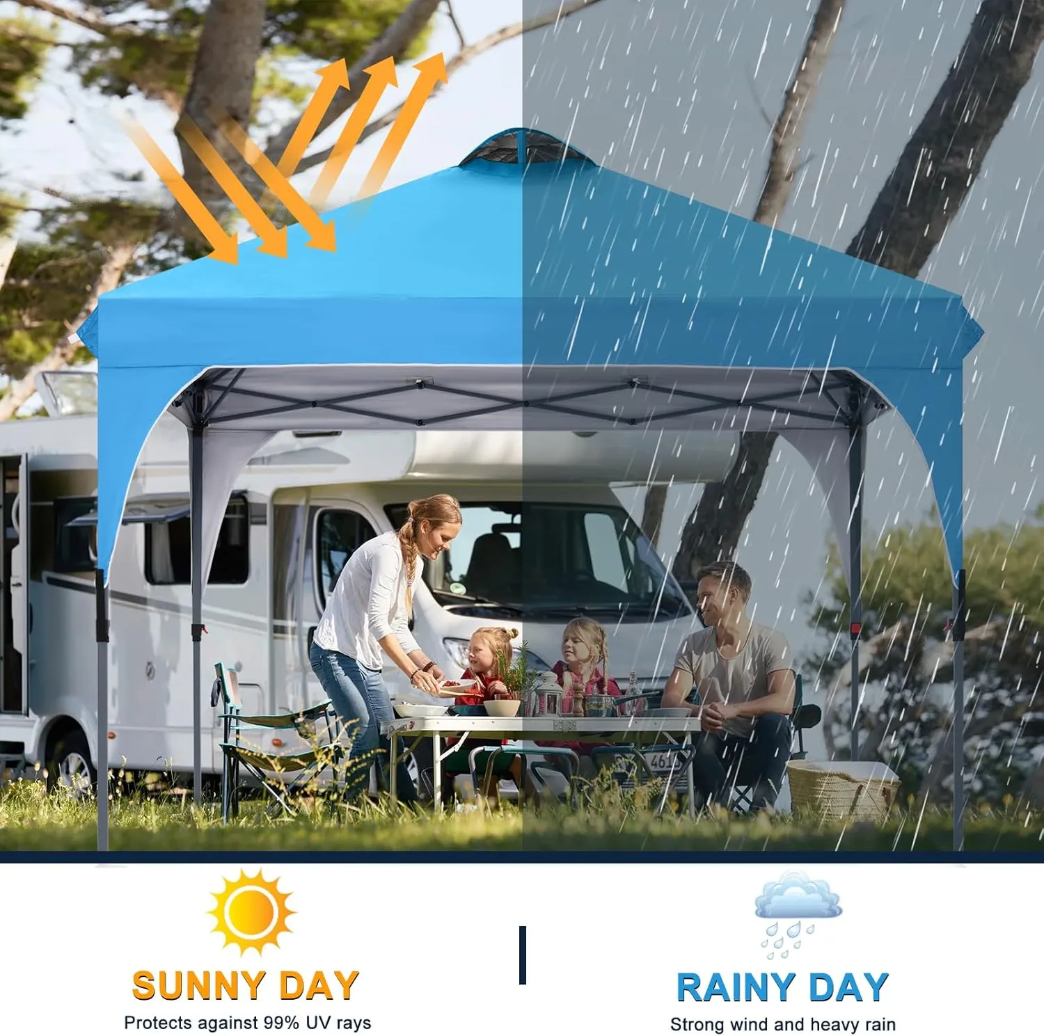 COOSHADE Pop Up Canopy Tent, 10x10 Easy Setup Instant Sun Protection Beach Shelter,Portable Sports Cool Cabana, Sky Blue