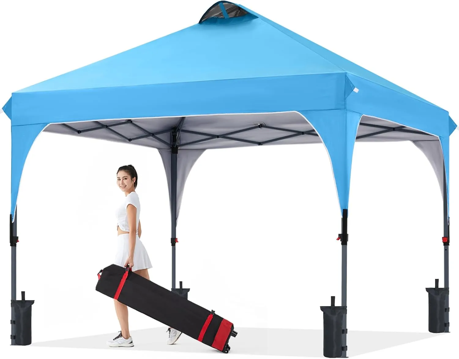 COOSHADE Pop Up Canopy Tent, 10x10 Easy Setup Instant Sun Protection Beach Shelter,Portable Sports Cool Cabana, Sky Blue