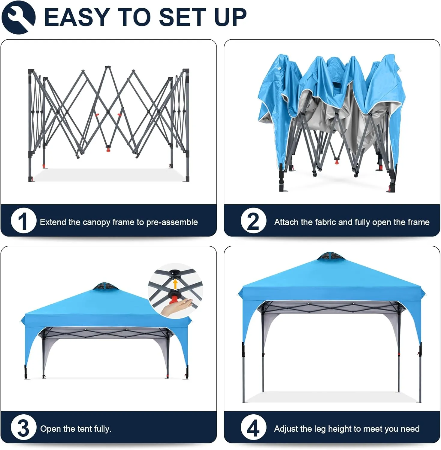 COOSHADE Pop Up Canopy Tent, 10x10 Easy Setup Instant Sun Protection Beach Shelter,Portable Sports Cool Cabana, Sky Blue