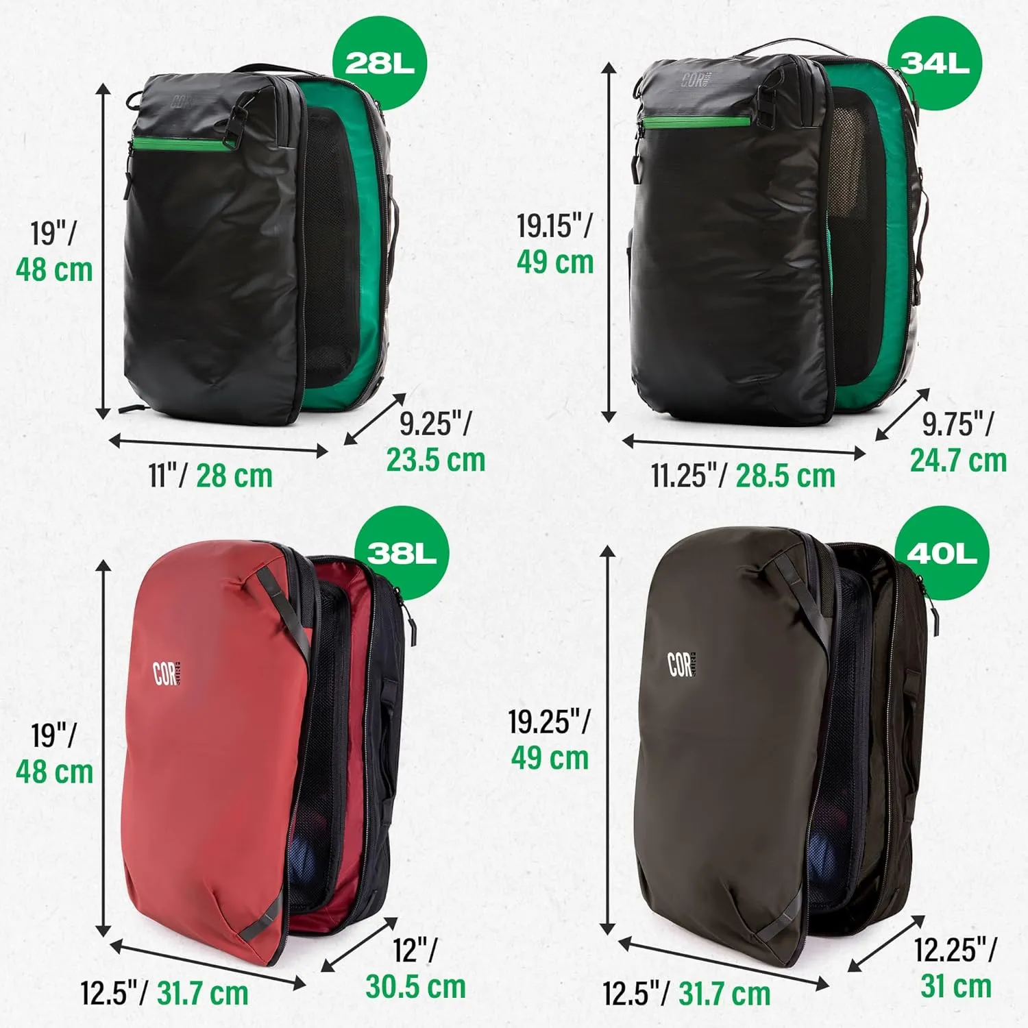 COR Surf Carry-On Travel Laptop Backpack with Secret Passport Pockets | NEW YKK Water-Reistant Zippers | Luggage Backpack for Men and Women | The Island Hopper (40L, Lava Red)