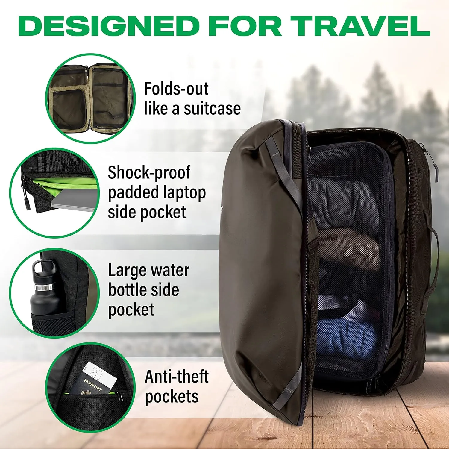 COR Surf Carry-On Travel Laptop Backpack with Secret Passport Pockets | NEW YKK Water-Reistant Zippers | Luggage Backpack for Men and Women | The Island Hopper (40L, Lava Red)