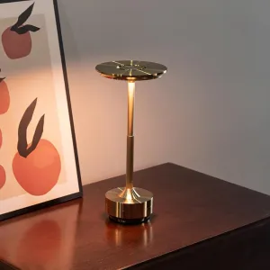 Cordless Rechargeable Dimmable Aluminum Metal Touch LED Table Lamp Night Lights, Luxury for Restaurant, Hotel, Bar, Living Room, Reading Room, Decoration (A-Gold)