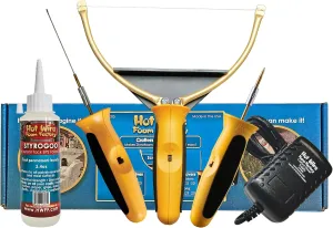 Crafters Deluxe 3-in-1 Foam Cutting Tool Kit | Sculpting Tool, Hot Knife, Engraver, Power Supply, & StyroGoo Foam Glue | For EPS, XPS & Styrofoam | USA Made