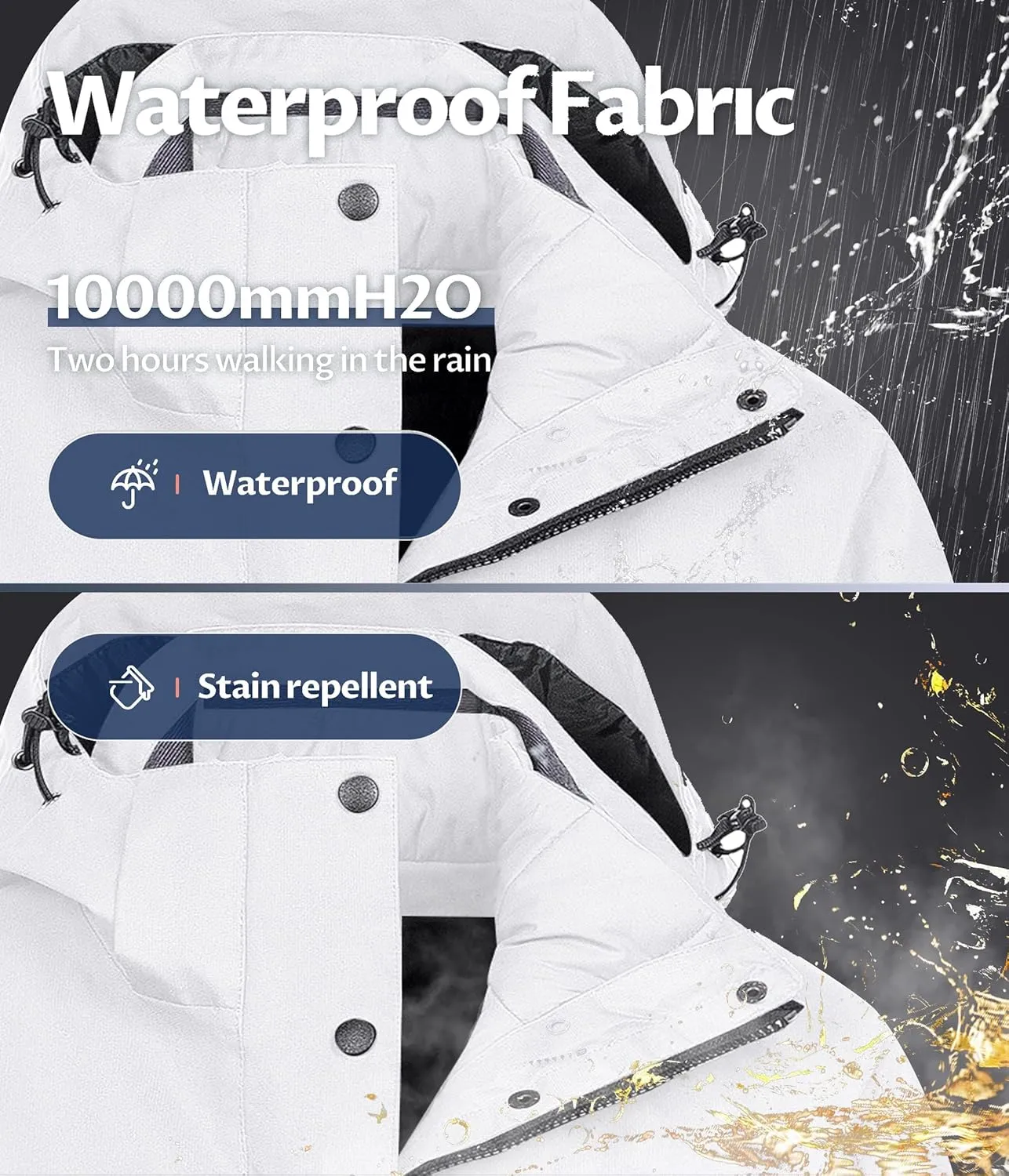CREATMO US Women's 3 In 1 Waterproof Ski Jacket Windproof Snowboarding Jacket Warm Winter Snow Coat Raincoat