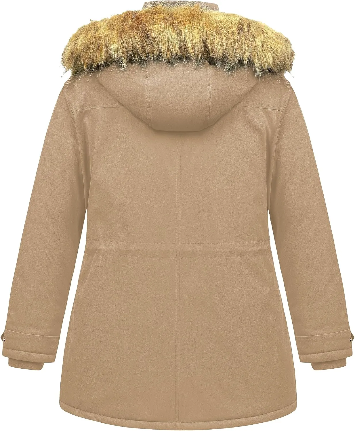 CREATMO US Women's Plus Size Winter Coat Waterproof Long Puffer Jacket Warm Military Thicken Parka with Fur Hood